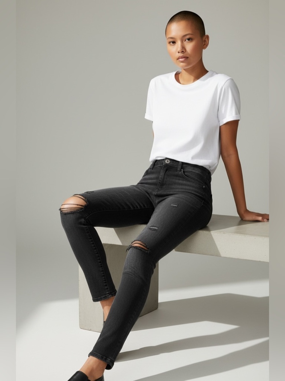 Mavi Adriana Mid Rise Super Skinny Black ripped Stretchy Jeans NWT